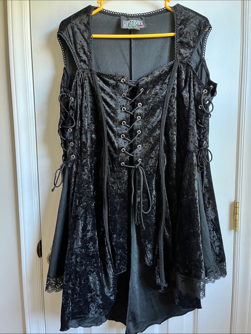 Lip Service Black Velvet Lace-Up Gothic Tunic